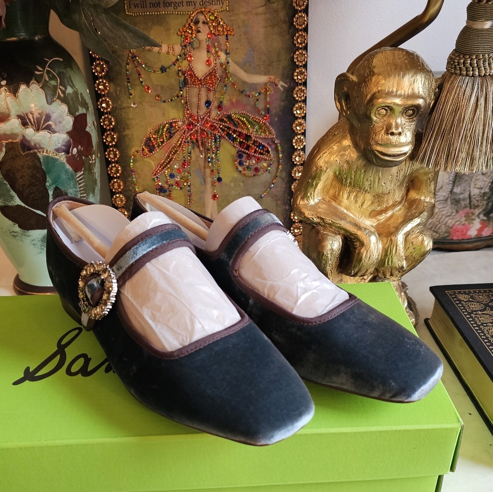 NIB - Sam Edelman Bluestone Velvet Michaela Mary Jane Flat - Size 6 - Picture 16 of 16